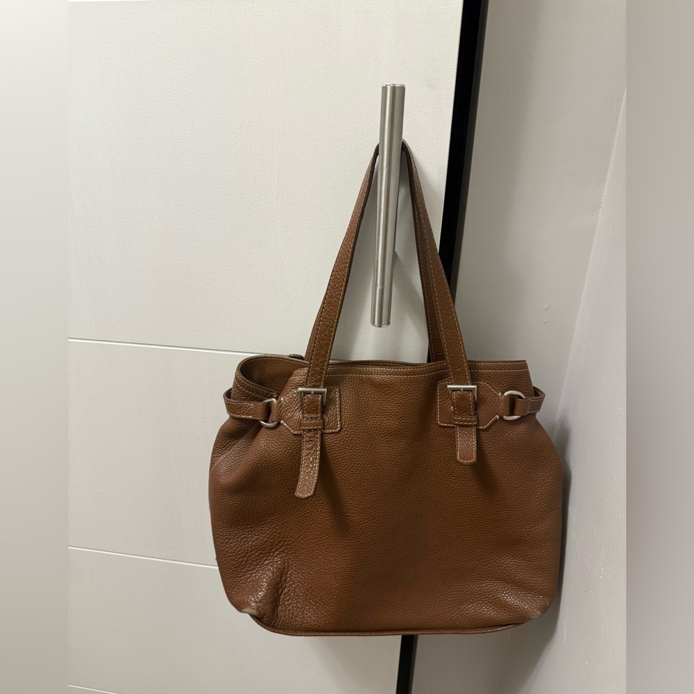 Prada Vintage Brown Vitello Dani Tote Bag Pebbled Leather Y2K Silver Hardware